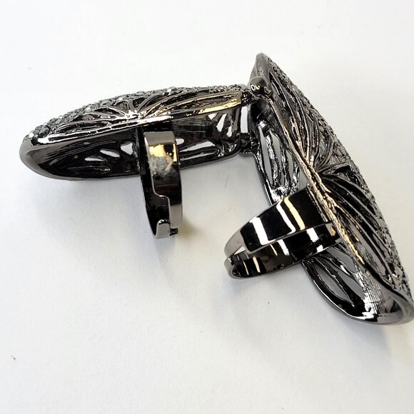 Flamboyant Designer type Knuckle Ring, Unique Knuckle Ring, Black diamond Ring - Picture 12 of 16